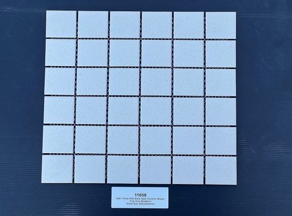 Ceramic mosaic white with black specs 46x46mm (11058)