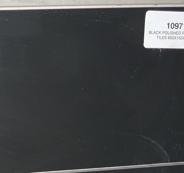 Black Polished Porcelain Tile 600x150x10mm (10971)