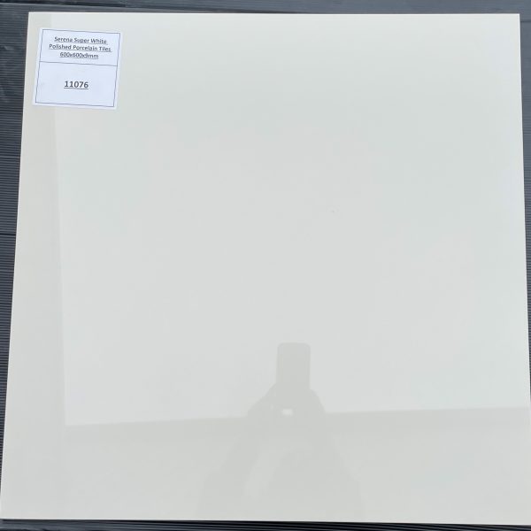 White Polished Porcelain Tiles 600x600x9mm (11076)