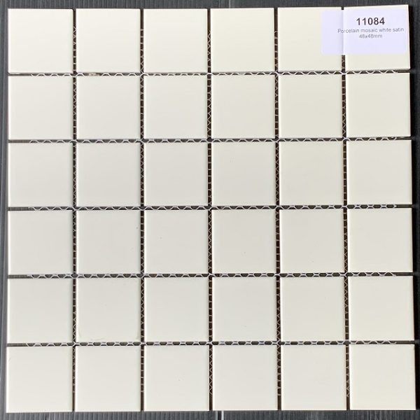 White Satin Finish Porcelain Mosaic 298x298x6mm (11084)